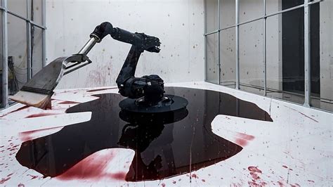 robot leaking hydraulic fluid art dies|Cant Help Myself by Sun Yuan & Peng Yu